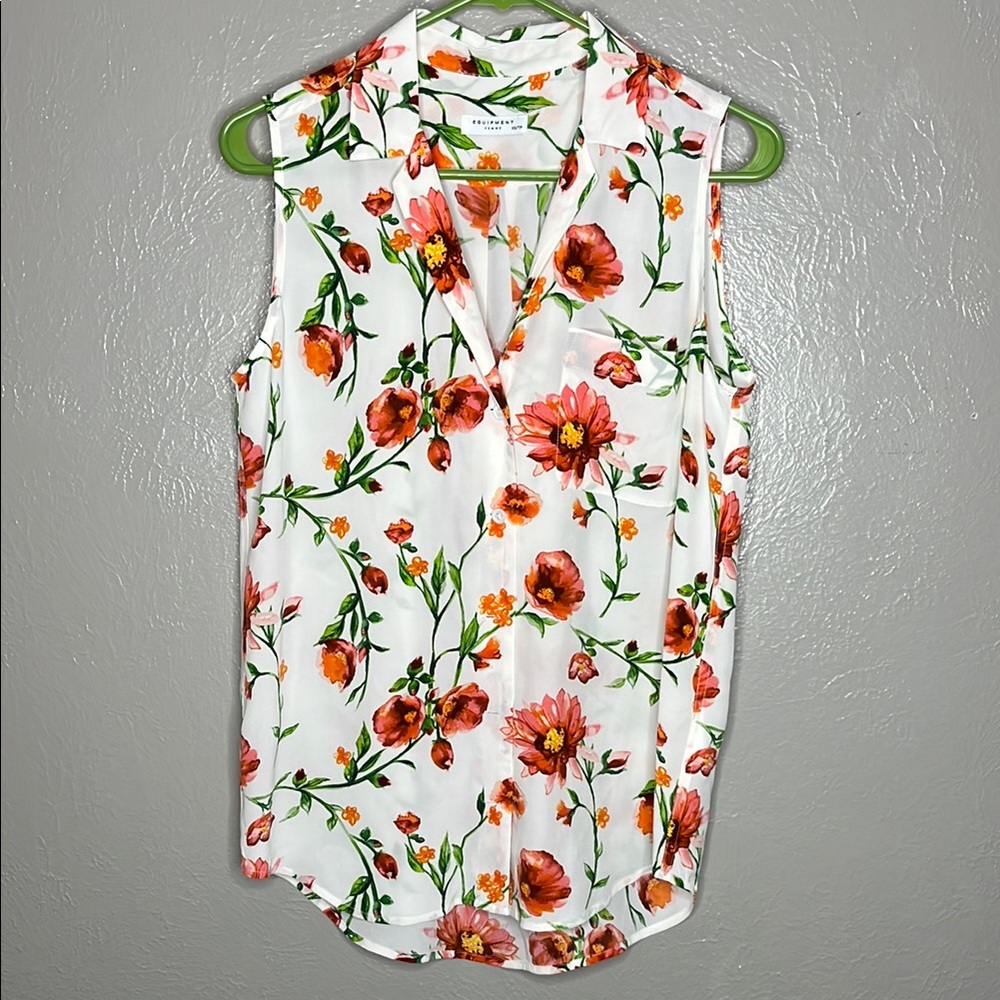 Equipment Keira Floral 100% Silk Sleeveless Button-Down - XS Lightweight Flowy